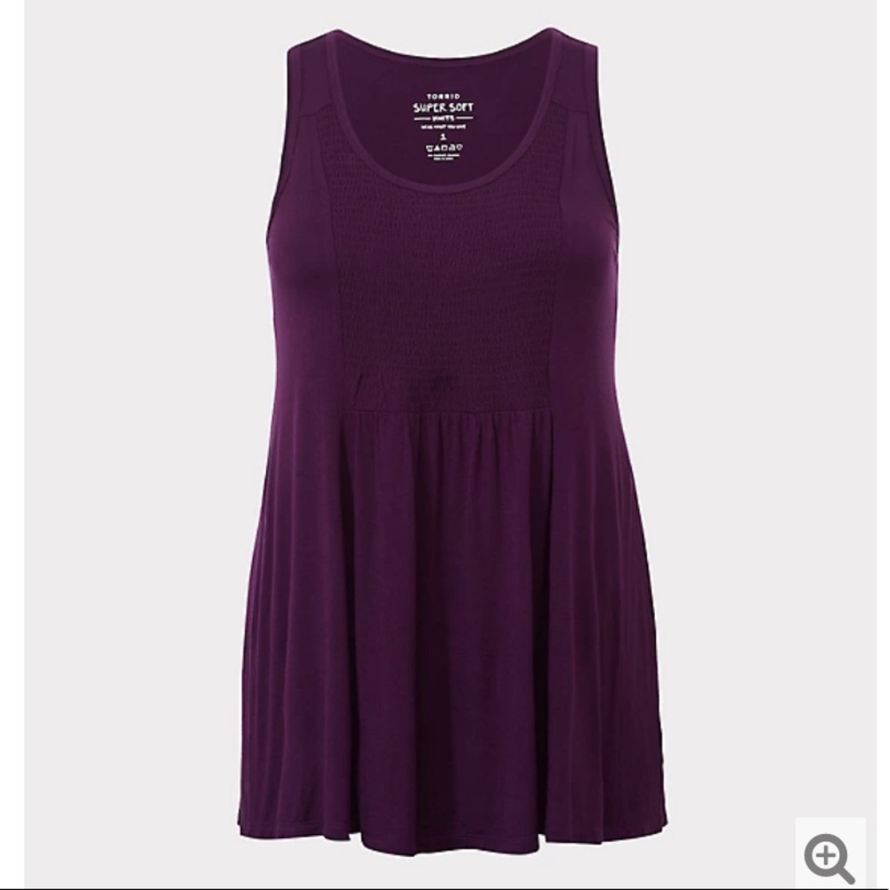 Torrid Purple Super Soft Smocked Knit Tank Top